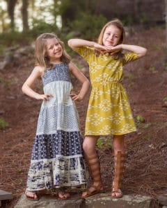 Saige's Boatneck Knit Dress | The Simple Life Pattern Company knit pdf sewing pattern for girls tween elastic waist Aline shift dress with sleeves simple basic fast easy beginner sewing comfortable play party dress spring summer fall winter dress
