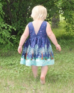 Ayda's V Back Peplum Top + Dress | The Simple Life Pattern Company Gathered or circle skirt woven dress with open back fast easy beginner pdf sewing pattern babies girls baby with sleeves many lengths flutter elbow short and long sleeves fancy holiday party special occasion dress newborn girls tween