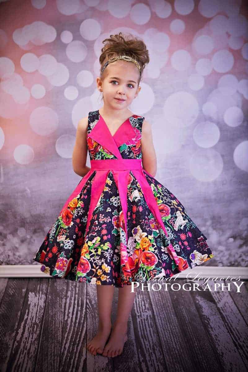 Lilly's Lapel Party Dress. PDF sewing pattern for girl sizes 2t-12.