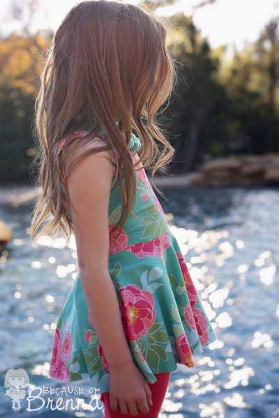 Paisley's Open Back Peplum Top + Dress | The Simple Life Pattern Company PDF sewing pattern girls tween cross back knit peplum top shirt dress with gathered skirt or circle skirt twirl spin dress fall spring winter summer sewing downloadable pattern long sleeves