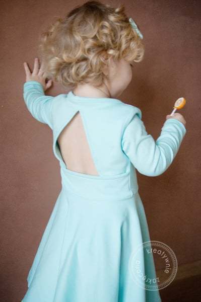 Paisley's Open Back Peplum Top + Dress | The Simple Life Pattern Company PDF sewing pattern girls tween cross back knit peplum top shirt dress with gathered skirt or circle skirt twirl spin dress fall spring winter summer sewing downloadable pattern long sleeves