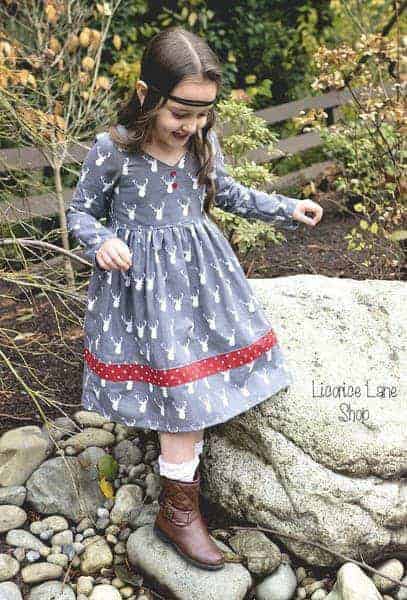 Brenda's Bow Back Top + Dress | The Simple Life Pattern Company PDF sewing pattern girls tween with long sleeves gathered skirt bow strappy back open back bows spring summer fall winter dress top party fancy ruffle skirt