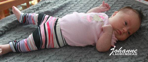 Baby Chloe's Ruffle Leggings, Capris & Shorties. PDF sewing pattern for Baby sizes NB-24 months.