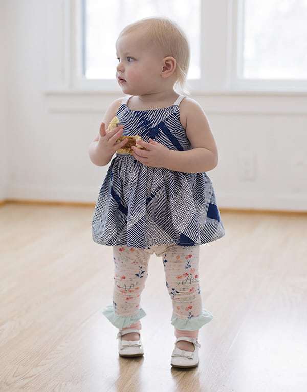 Baby Sarah Ann's Cuff Leggings & Capris. PDF sewing pattern for Baby sizses NB- 18/24 months.