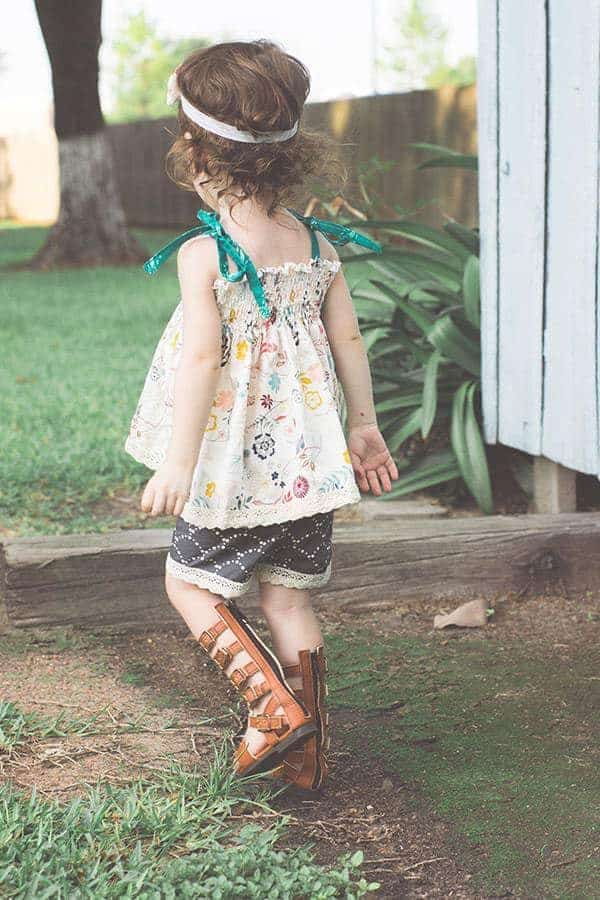 Baby Angie's Shirred Top & Baby Elle's Shorts. PDF sewing patterns for baby sizes NB - 24 months.