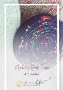 How to make continuous bias tape. One the blog. Simple life pattern company sewing hacks tutorials bias tape trim ribbon sew once cut continuous strip of bias binding tips hints tricks to make sewing easier