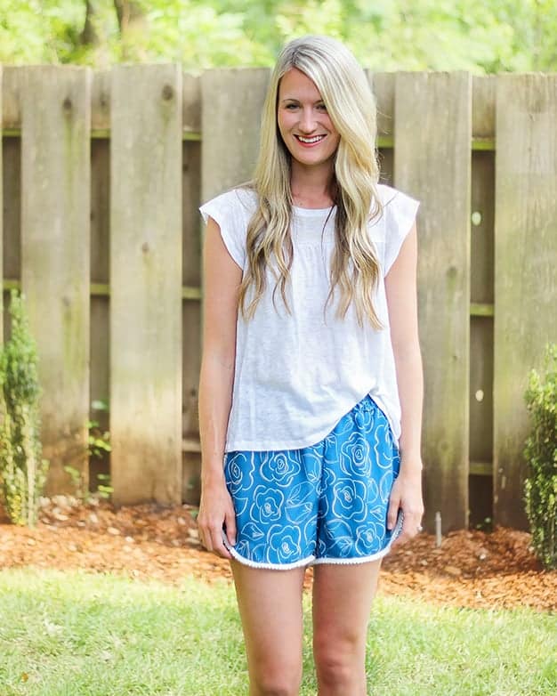 Simple life pattern company in collaboration with Sew caroline women pdf sewing patterns Tammy's tulip shorts cochlea sports athletic relax comfy pom pom shorts easy modern sewing patterns ladies mommy momma and me girls beginner easy fast