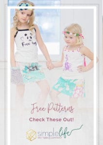 a whole list of free sewing patterns for girls and baby and doll simple life pattern company skirt tank top headband cape capelet shirred top shorts free beginner advanced pdf sewing pattern