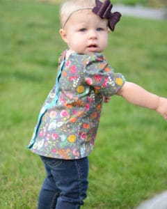 Baby Helena's Button Back Top and Dress. PDF Sewing Patterns Baby Sizes NB-24 Months. Top, Dress, Spring, Summer, Fall, Winter, Pintuck Placket, Button Back, Sleeveless, Sleeves, Baby, Newborn, Flutters, High-Low