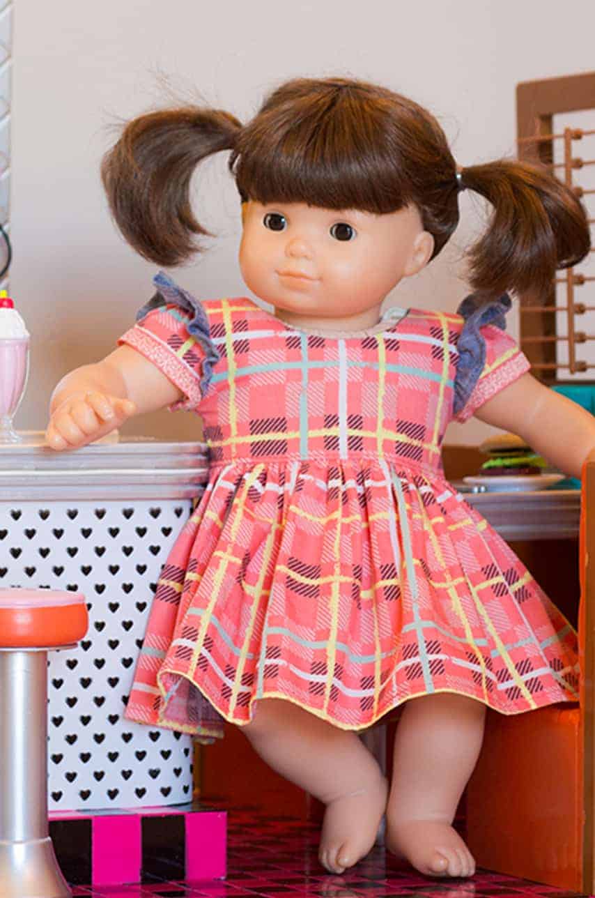Simple Life pattern company doll Helena dolly button back top dress vintage doll patterns for american girl wellie wisher and bitty baby and my generation