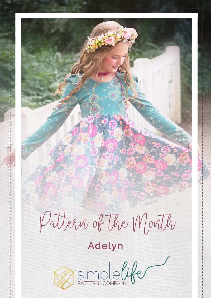 Adelyn Scoop Back Top + Dress | The Simple Life Pattern Company knit woven combo pdf sewing pattern baby girls babies tween scoop back lined bodice tie bow back circle skirt or gathered skirt top or dress length. long sleeves spring summer fall winter play dress puff sleeve empire bodice