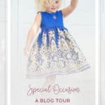special occasion holiday blog tour I The Simple Life Pattern Company Jaimesyn double flutter Holiday dress gold lace overlay fancy party christmas dress wedding flower girl easter vintage style dress sewing PDF pattern beginner easy fast open back v back button placket dress