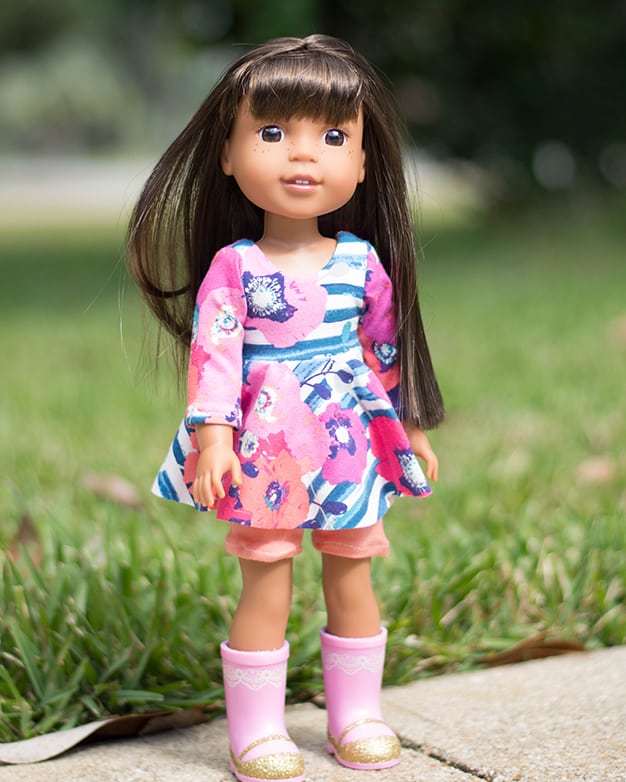 Dolly Adelyn. PDF downloadable sewing pattern for dolls American Girl  Wellie Wisher Bitty Baby 14, 15 & 18 inch.