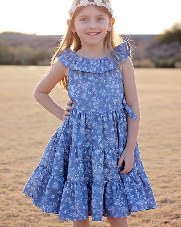 Sandy's Ruffle Neck Top & Dress. Downloadable PDF Sewing Patterns for Girls  kids and Toddler Sizes 2T-12 - The Simple Life