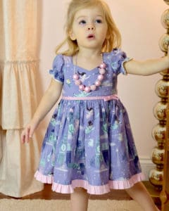Baby Pearl's Zipper Top and dress Simple Life Pattern Company SLPco PDF downloadable sewing pattern for advanced beginners zipper instructions how to party dress puff sleeve open back ruffle skirt spring dress summer style fall back to school dress winter holiday special occasion top and dress