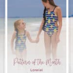 Simple Life Pattern Company Lorelei's Flutter Side Cut Out Swimsuit pdf sewing pattern girls 2t-12 slpco swimsuit flutter side cutout summer one shoulder strappy trendy Pattern of the Month POM