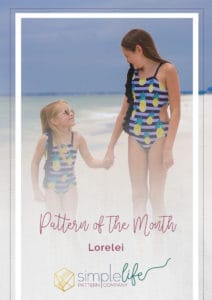 Simple Life Pattern Company Lorelei's Flutter Side Cut Out Swimsuit pdf sewing pattern girls 2t-12 slpco swimsuit flutter side cutout summer one shoulder strappy trendy Pattern of the Month POM