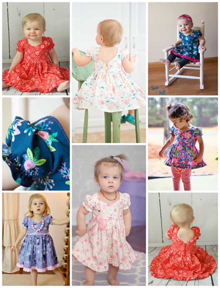 Baby Pearl's Zipper Top and dress Simple Life Pattern Company SLPco PDF downloadable sewing pattern for advanced beginners zipper instructions how to party dress puff sleeve open back ruffle skirt spring dress summer style fall back to school dress winter holiday special occasion top and dress