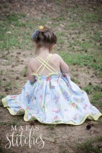 Cora's strappy back Top Dress and Maxi. Woven straps tie in back. elastic grow with me bodice. double ruffle dress. Pleated wave bodice pintucks toddler baby girls spring summer fall dress fancy special occasion party dress. beach maxi trendy Pattern of the Month POM