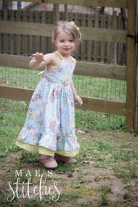 Cora's strappy back Top Dress and Maxi. Woven straps tie in back. elastic grow with me bodice. double ruffle dress. Pleated wave bodice pintucks toddler baby girls spring summer fall dress fancy special occasion party dress. beach maxi trendy Pattern of the Month POM