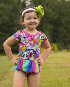 Simple Life Pattern Company | Lydia's Ruffle Back Leotard Downloadable PDF Sewing Pattern for Girls and Toddler Sizes 2T-12 Leotard dance long sleeve short sleeve 3/4 sleeve sleeveless ruffle ties skirt