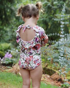 Simple Life Pattern Company | Lydia's Ruffle Back Leotard Downloadable PDF Sewing Pattern for Girls and Toddler Sizes 2T-12 Leotard dance long sleeve short sleeve 3/4 sleeve sleeveless ruffle ties skirt