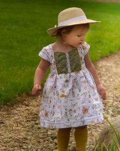 Baby Ava's Pleated Dress | Simple Life Pattern Company pdf sewing pattern Baby sizes Newborn to 24 months. slpco pleats, pleated skirt box pleat sweetheart neckline spring, summer, fall, winter, sleeveless, long sleeve, button keyhole, deep hem, embroidery, bodice insert, top, dress
