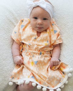 Simple Life Pattern Company | Baby Cordelia's Swim Cover. Downloadable PDF Sewing Pattern for Baby Sizes Newborn to 24 Months. Beach cover up swimsuit cover summer trim caftan