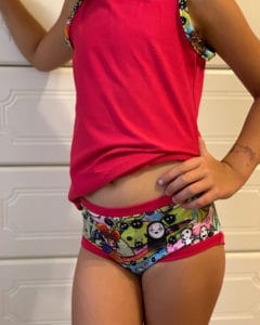 The Simple Life Pattern Company | Pixie's Panties with FREE "Days of the Week" Cut File. Downloadable PDF Sewing Pattern for Girls and Toddlers Sizes 2T to 12. Pixie's Panties is the perfect panty pattern for any little lady. With four patterns in one, Pixie is the ultimate pattern.  These stylish and comfy panties feature a bikini style, brief style and panel style panty.  All styles can be finished with bands, binding or fold over elastic.  Plus...a FREE "Days of the Week" cut file is included.