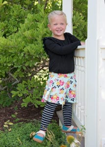 Simple Life Pattern Company | Roxie's Skirted Legging Tester Round Up I am so excited about the new release of Roxie’s Skirt Leggings.  This is sure to become a staple pattern for any season from back to school to hot summer days and everyday in between.  Roxie features 3 patterns in 1 pattern, simple basic leggings, skirted leggings or a simple circle skirt. There are three legging lengths- pants, capri or shorts. Roxie features a waist yoke, elastic waistband and optional faux drawstring.