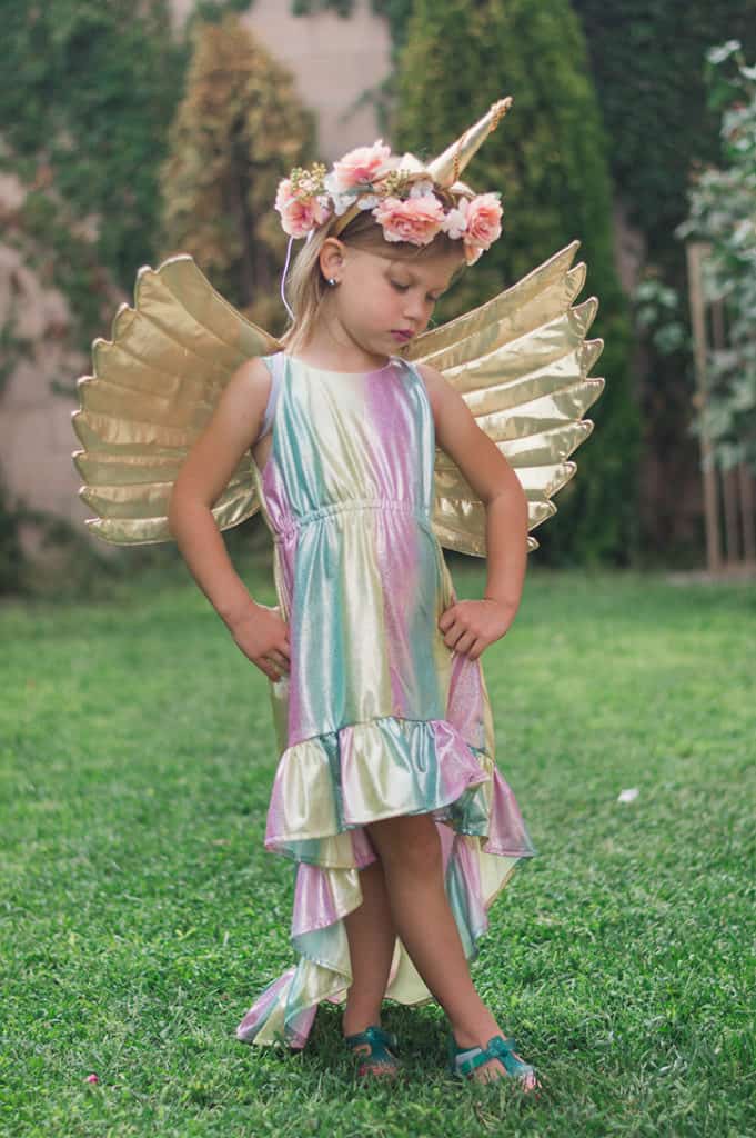 Simple Life Pattern Company | DIY Unicorn Costume For BERNINA Free Pattern Tutorial on how to create your own Unicorn Wings and Horn. Dress used is SLPco Harmony