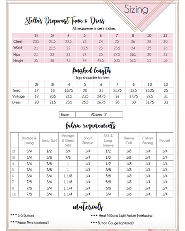 Stella's Dropwaist Tunic & Dress. Downloadable PDF Sewing Pattern for ...