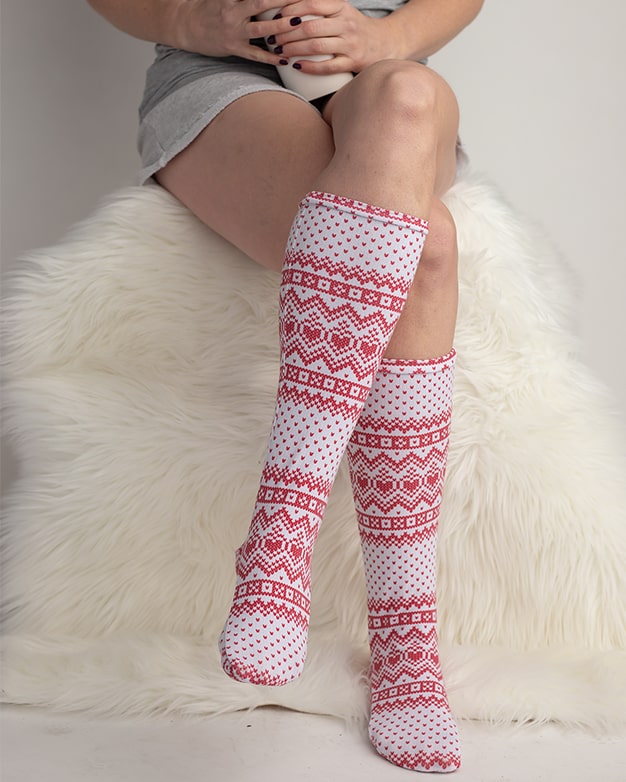 Simple Life Pattern Company | Adult Sloane's Knee High Socks. Downloadable PDF Sewing Pattern for Adult Sizes XS-XL. Sloane's Knee High Socks will keep your littles warm all winter long.  Choose from ankle, crew or knew high length.  Sloane is a fun way to use up all of those knit fabric scraps you have lying around.  Perfect for the whole family.