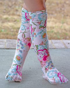 Simple Life Pattern Company | Sloane's Knee High Socks. Downloadable PDF Sewing Pattern for Toddler And Girl Sizes 2T-12. Sloane's Knee High Socks will keep your littles warm all winter long.  Choose from ankle, crew or knew high length.  Sloane is a fun way to use up all of those knit fabric scraps you have lying around.  Perfect for the whole family.