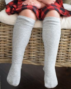 Simple Life Pattern Company | Sloane's Knee High Socks. Downloadable PDF Sewing Pattern for Toddler And Girl Sizes 2T-12. Sloane's Knee High Socks will keep your littles warm all winter long.  Choose from ankle, crew or knew high length.  Sloane is a fun way to use up all of those knit fabric scraps you have lying around.  Perfect for the whole family.