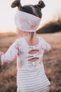 Simple Life Pattern Company | How to hack the Grow with me Romper with a different bodice. A tutorial from Afterthoughts with Chauncey. Free Knit Pattern. Attaching a different bodice to Grow With Me Romper. Aria's Bow Back Top & Dress, Bella's Dress. They Styled Magnolia