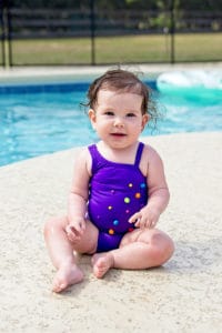 Baby Lorelei's Flutter Cutout Swimsuit. Downloadable PDF Sewing Pattern for Baby Sizes Newborn to 24 Months Baby Lorelei is a beautiful swimsuit with so many fun options! Baby Lorelei features a one shoulder look. It can be made very simple or you can have some fun and add the vertical flutter or the pretty little cutout.  This swimsuit is perfect for all those hot summer days playing in the pool, on the beach or at the lake.
