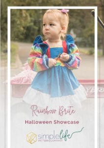 Simple Life Pattern Co | Rainbow Brit A Halloween Showcase. Costumes. Pumpkins. Falling leaves. It is officially Halloween season! Did I mention the costumes?! My name is Shelley Hill, and I am so excited to share how I brought this little Rainbow Brite costume to life using a few Simple Life Patterns