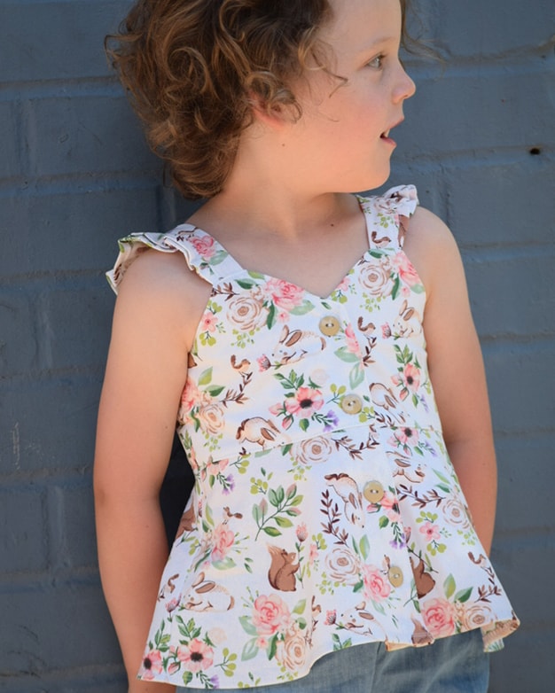 Josie's Button Front Peplum, Top & Dress | PDF sewing pattern for toddler girl sizes 2t - 12.