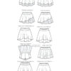 Simple Life Pattern Company Rory's Ultimate Knit Skirt sewing pattern and tutorial. Downloadable pdf sewing pattern with projector friendly file. Rory skirt can be a single or double layer girls bottom in circle skirt or gathered skirt. Choose from high low or asymmetrical. Unique special occasion holiday party skirt with yoga waistband