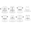 simple life pattern company Gia's bow front and bow back top and dress. PDF downloadable sewing pattern. Projector friendly file and print at home file along with A0 large format copy shop file. Girls kids and tween sewing tutorial for special occasion holiday and party dress. Top and dress length with shirred or faux shirred sleeves and flutter. Gathered and circle skirt options.