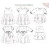 Simple Life Pattern Company Everette Heart Back Top and Dress. Downloadable PDF sewing pattern with projector file. Designed for woven fabrics. Heart shape cut out on back. Open back. Unique woven sewing patterns. Party and holiday dress for youth girls kids tweens and teens. Tie back bodice with heart cutout. Skirt overlay with high low hem or double layer with tulle. Gathered skirt. Gathered puff princess dress sleeves. Costume pattern for princesses. Fast and easy sewing patterns for beginners. Modern sewing tutorial that is interactive